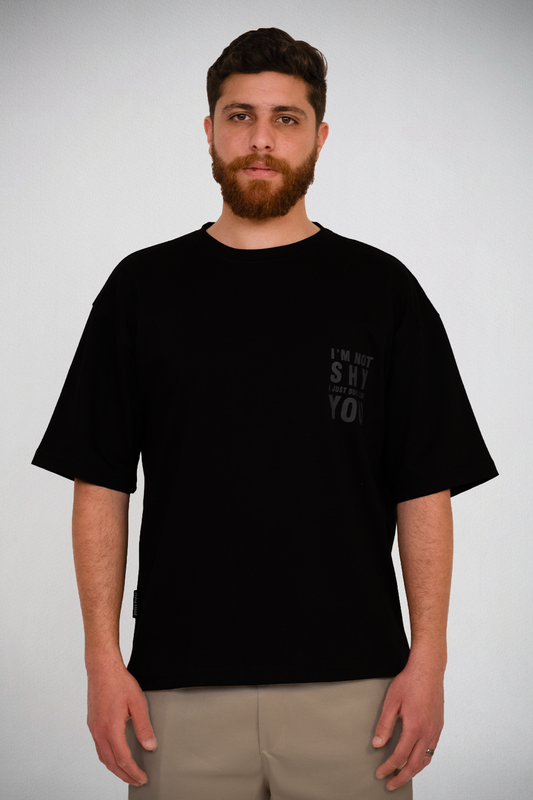 Not Shy Tee – Black Fade Statement