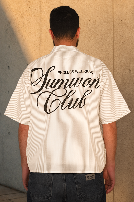 Stripe “Sunwon Club” Script Shirt – Classic Edition