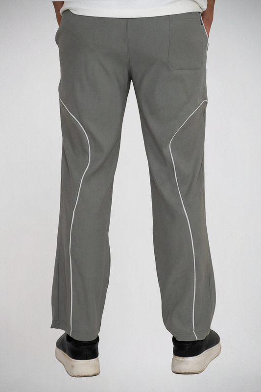 Grey Piped Track Pants
