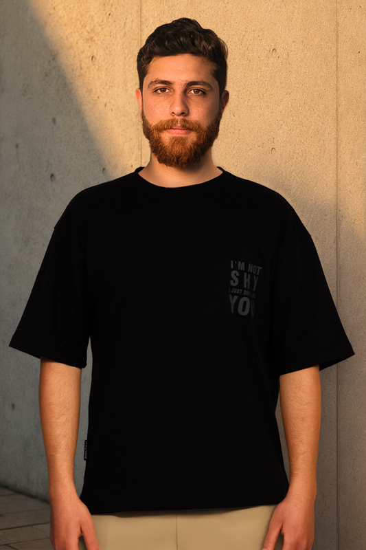 Not Shy Tee – Black Fade Statement
