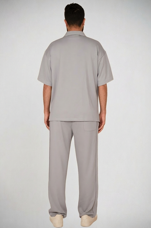 Urban Grey Textured Tracksuit Set