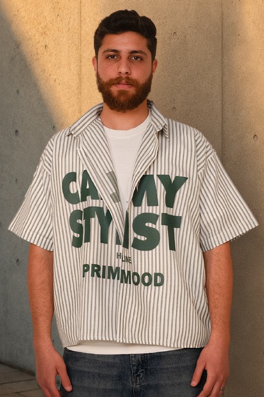 Stripe “Calmy Stylist” Statement Shirt – Sand Edition