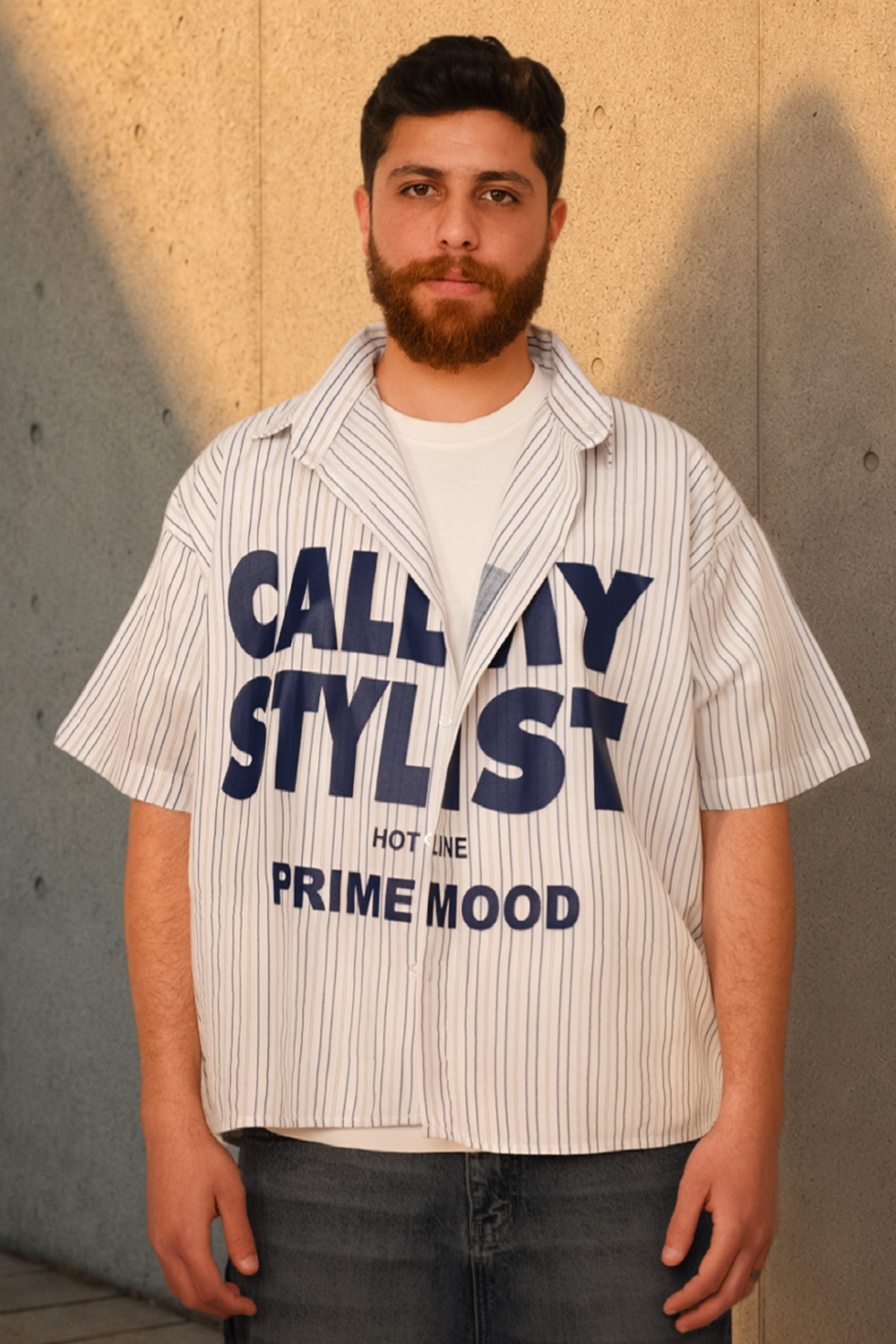 Stripe “Calmy Stylist” Shirt – Navy Edition