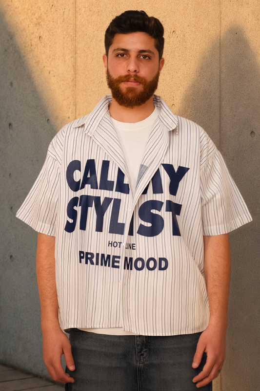 Stripe “Calmy Stylist” Shirt – Navy Edition